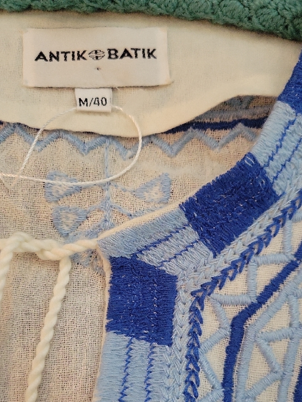 Antik Batik Tunic White & Blue Embroidery Ava Blouse - Picture 5 of 9